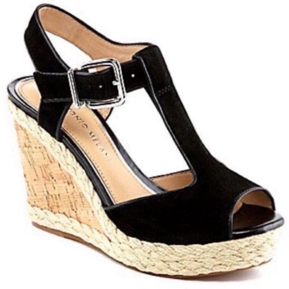 ANTONIO MELANI Shoes - Antonio Melani Black Canvas Wedge Sandal